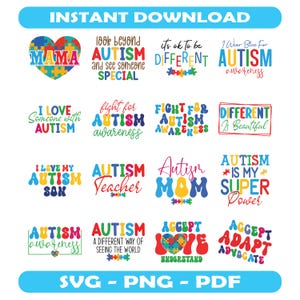 Austism Svg Bundle, Autism svg, Puzzle svg, Puzzle Piece svg Austism Clipart Autism Mom Svg Autism Para Autism Clipart Svg Autism Ribbon