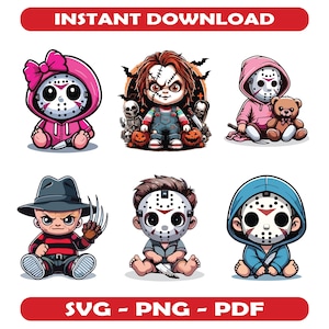 Horror Characters Png Bundle, Horror Friends Png, Halloween Horror Characters, Halloween Movies Png, Halloween Horror Movies Digital