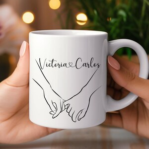 Personalized Holding Hands Mug, Funny Coffee Mug, Valentine's Day Mug, Gift for Her, Birthday Gift, Christmas Gift, for Him, Gift for BFF.