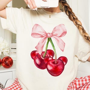 Comfort Colors® Cherry Mouse Shirt, Disney Cherry Shirt, Cherries Micky, Cherry T-Shirt, Coquette Baby Tee,  Cherry Mickey Bow Shirt.