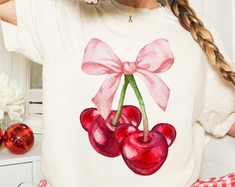 Comfort Colors® Kirschmaus Shirt, Disney Kirsche Shirt, Kirschen Micky, Kirsch T-Shirt, Coquette Baby T-Shirt, Kirsche Micky Schleifen Shirt.