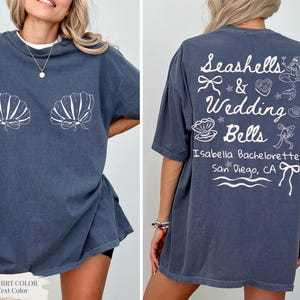 Seashells and Wedding Bells Bachelorette Shirt, Beach Bach Cover Up, Coastal Bridal Party Tee, Key West Girls Trip Shirt, Bride Squad Outfit