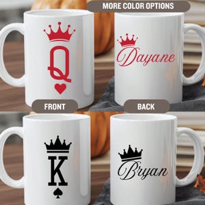 King & Queen Coffee Mug Set, Anniversary, Wedding, Engagement, Bridal, Valentines, Personalized Gift, King and Queen of Hearts Mug Set