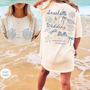 Personalized Bachelorette Party Seashells and Wedding Bells, Bachelorette Shirt, Custom Beach Bachelorette, Personalized Coastal Tee