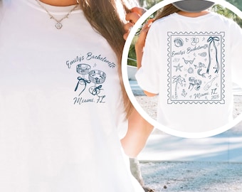 Personalisierte Junggesellinnenparty Muscheln und Hochzeitsglocken, Bachelorette Shirt, benutzerdefinierte Strand Bachelorette, personalisiertes Küsten-T-Shirt