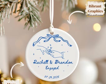First Christmas Engaged Ornament, Personalized Engagement Gift for Couples,Custom Engagement Christmas Keepsake,Engagement Keepsake Ornament