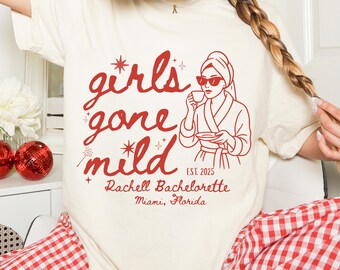Camisetas de despedida de soltera Girls Gone Mild, camisetas personalizadas de spa para despedida de soltera, pijamada de noche de cine, camiseta de lujo para despedida de soltera, pijamada de dama de honor