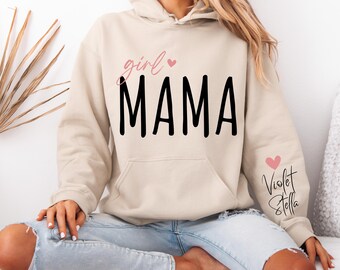 Mama hoodie meisje, T-shirt aangepaste kindernamen, gepersonaliseerd sweatshirt moeder cadeau