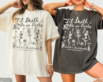 Chemise couleurs confort Death Do Us Party, Bachelorette Halloween, mariée gothique, chemises EVJF, t-shirt fantasmagorique Bach