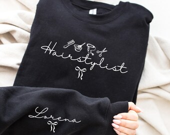 Custom Hairstylist Sweatshirt • Coquette Hair Stylist Work sweatshirt • Hairdresser Tees • Cosmetologist Gifts • Cosmetology Graduation Gift
