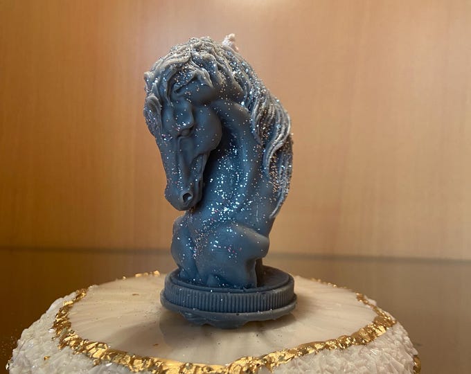 Horse candle with glitter and aroma, handmade