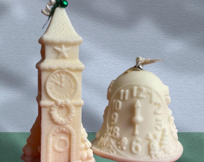 Christmas candles, handmade, 2 candles, church- bell