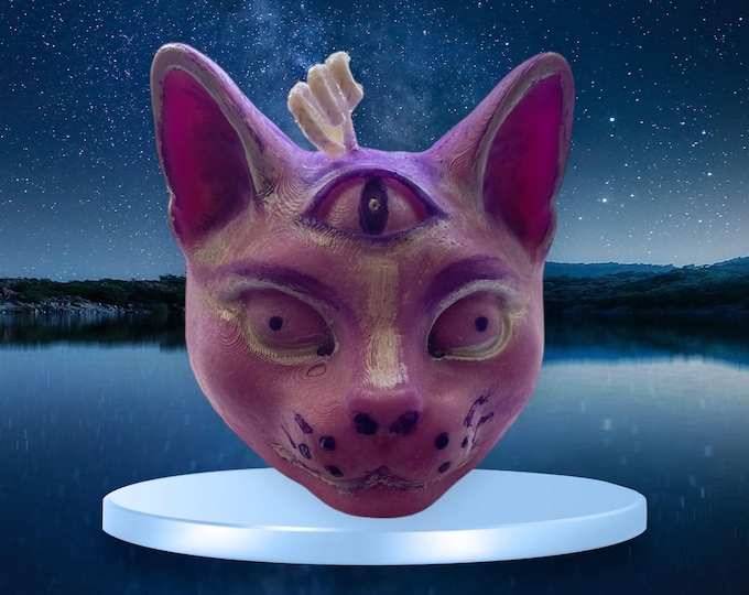 Mystical cat candle, handmade