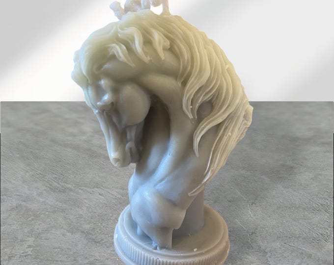 Scented horse shaped candle. Eco soy wax. Presentation box.
