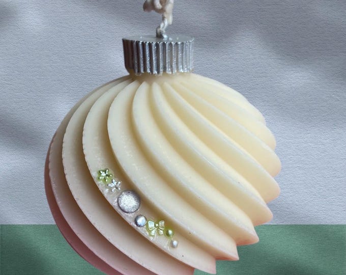 Christmas candle ball with beads, handmade