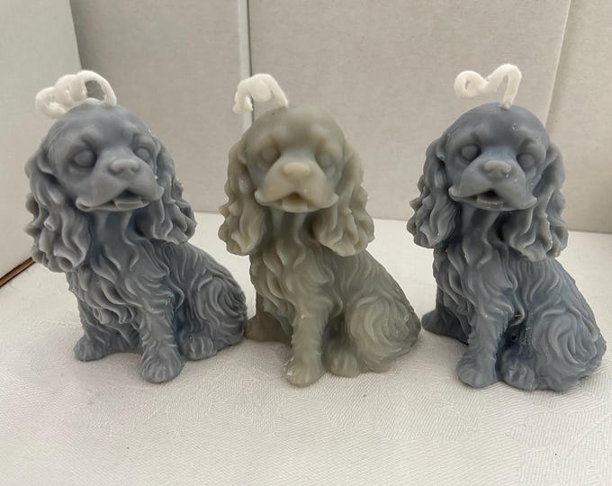 Spaniel Dog Soy Handmade Candles, set of 3.Beautiful scent and presented in gift box.