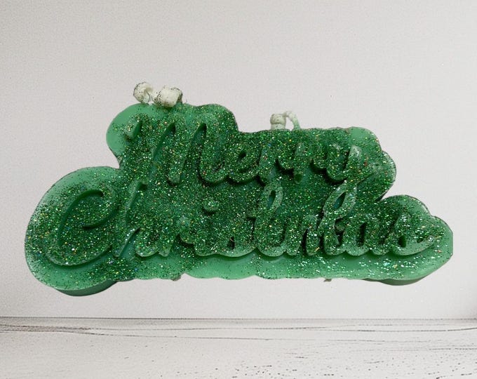 Christmas candle, green with scent of Christmas Merry Christmas Soy wax decoration