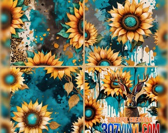 SUNFLOWER FLORAL PATTERN Vinyl 4PK