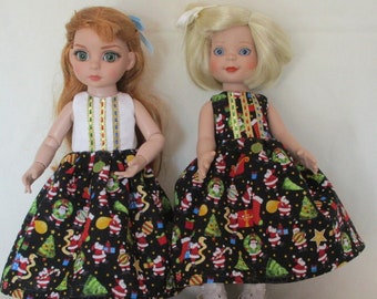 Black Christmas Theme dress, made to fit 10 inch Tonner Dolls
