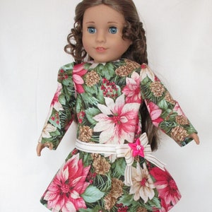 Christmas Pointsetta Dress, made to fit 18 inch dolls similar to AG Doll