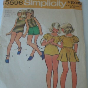 Vintage Simplicity Sewing Pattern, Child size 5, bodysuit, skirt, shorts