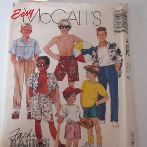 Vintage McCalls Sewing Pattern, Boys size 12, pants, shorts, shirt and top