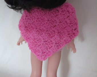 Shawl, shades of  pinks, crocheted to fit AG 14 inch Wellie Wishes dolls and similar