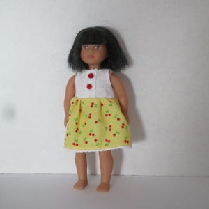 Yellow and cherries little dress will fit Mini AG doll and little Betsy McCall doll