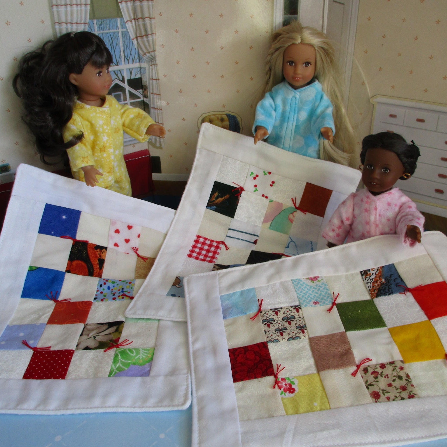 Doll Patchwork Quilt made for Mini American Girl size dolls Etsy