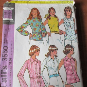 Vintage McCall&#39;s Sewing Pattern, Misses size 8, 31 and half bust, blouses