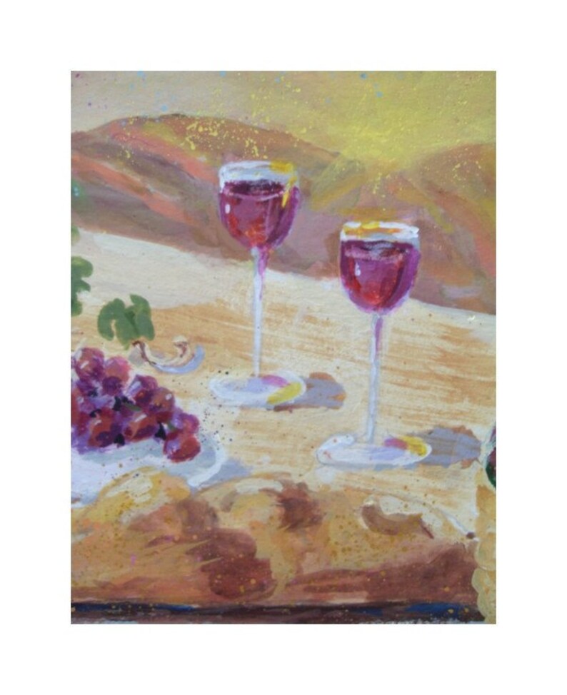 Original Painting ITALIAN SCENE Bread And Wine Art By Etsy