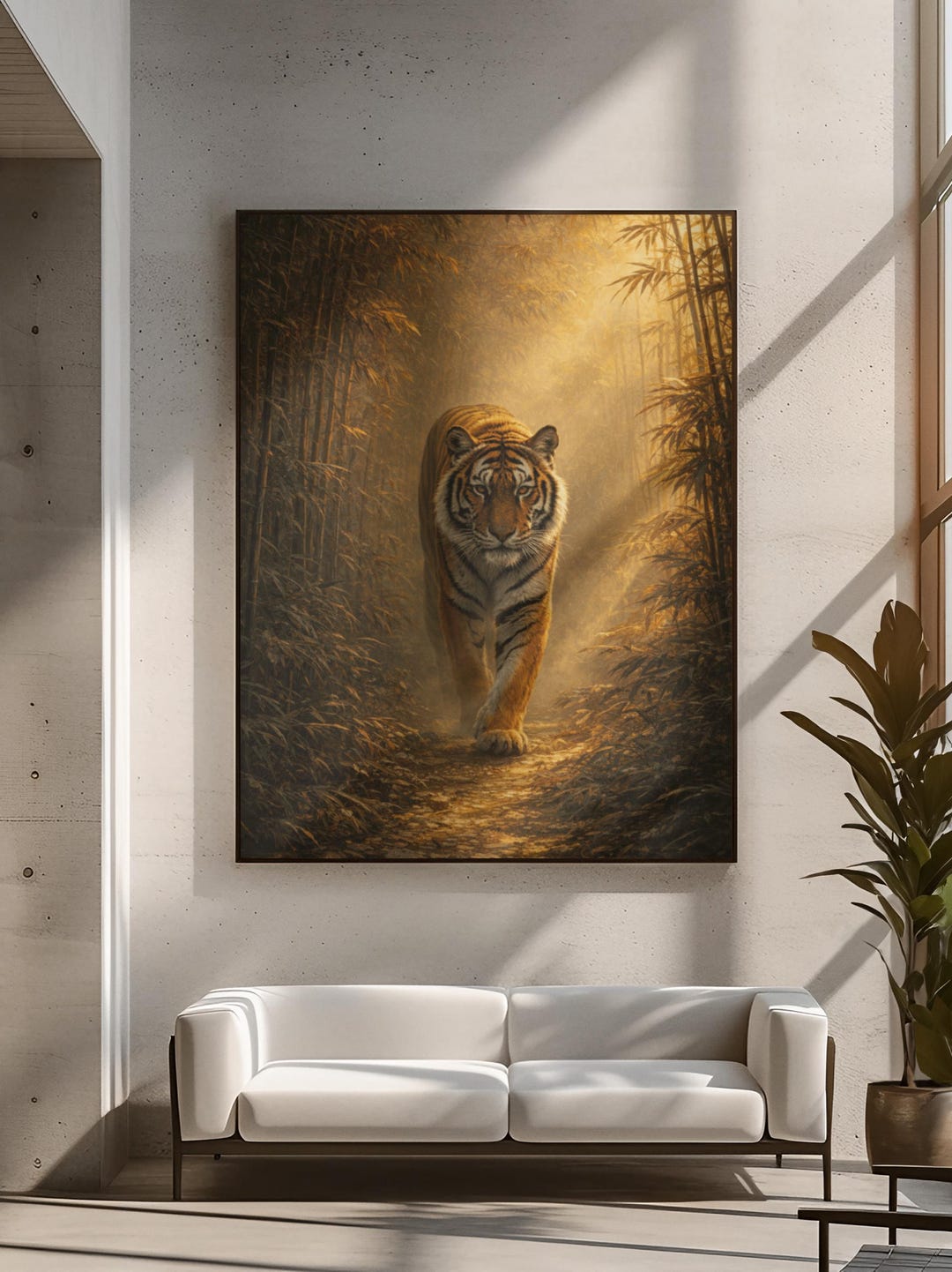 Bengal Tiger Canvas Wall Art Jungle Path Wildlife Painting Animal Decor ...
