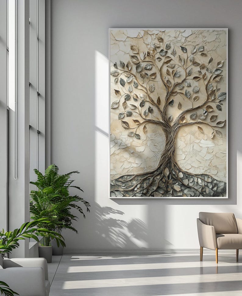 Family Tree Wall Art Earth Tone Genealogy Chart Heritage Decor Rustic ...