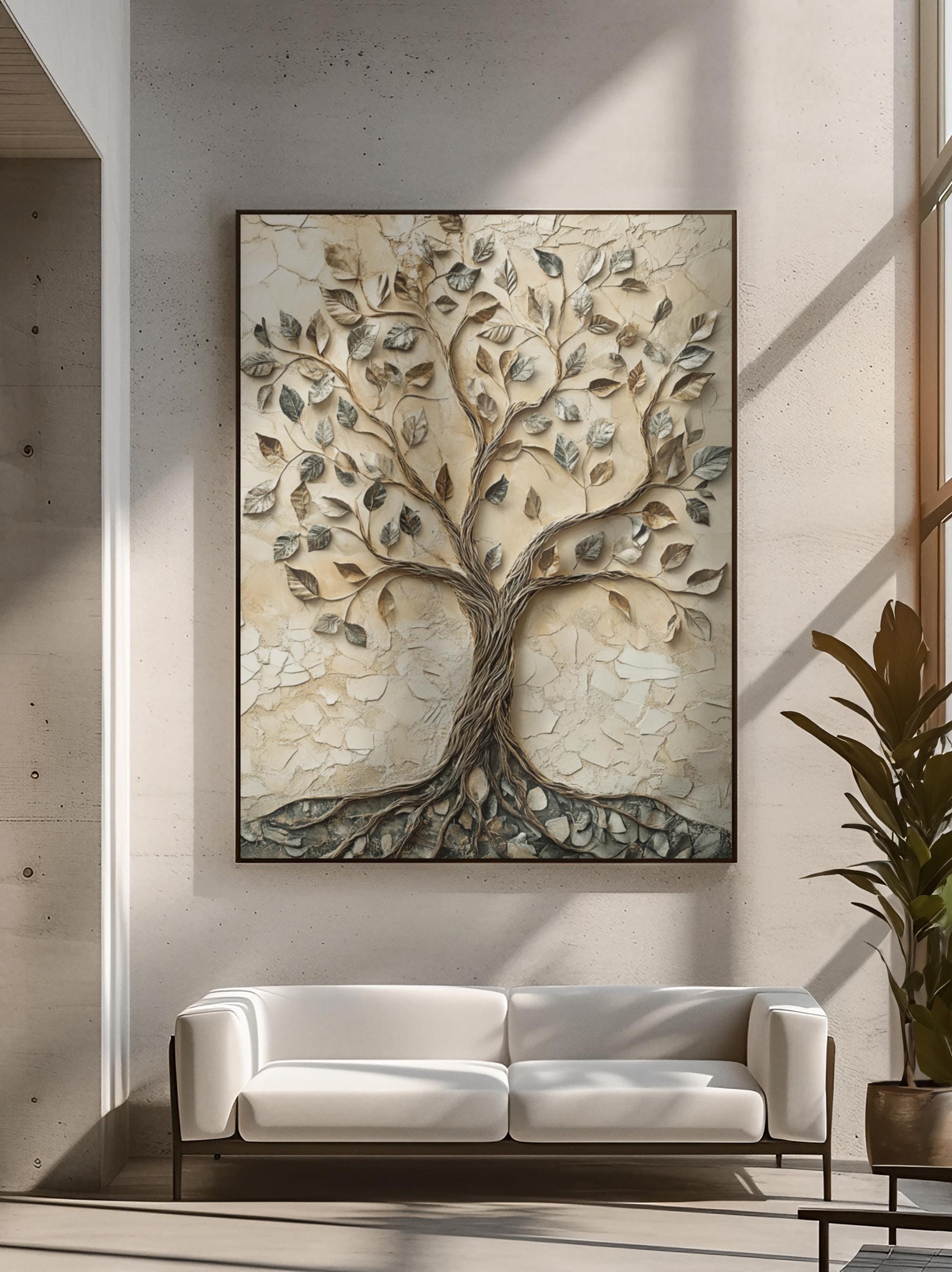 Family Tree Wall Art Earth Tone Genealogy Chart Heritage Decor Rustic ...