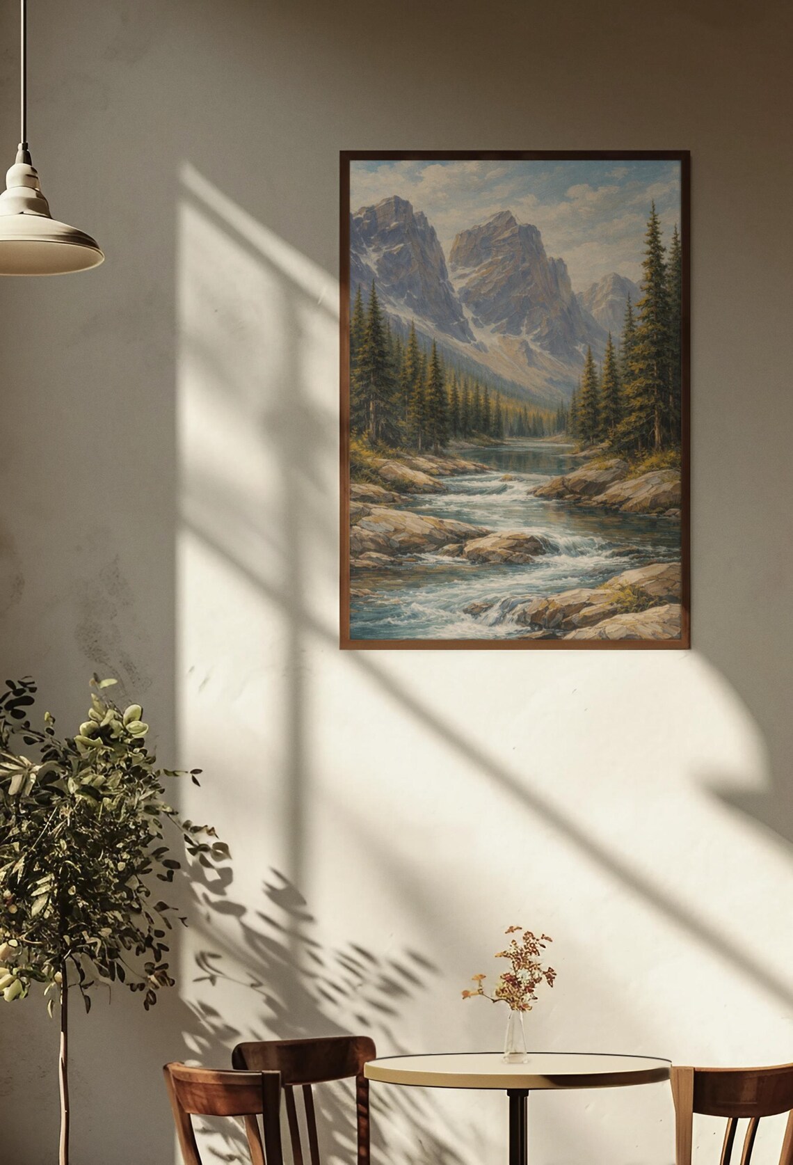 Alpine Mountain River Canvas Print Wilderness Landscape Wall Art Rustic ...