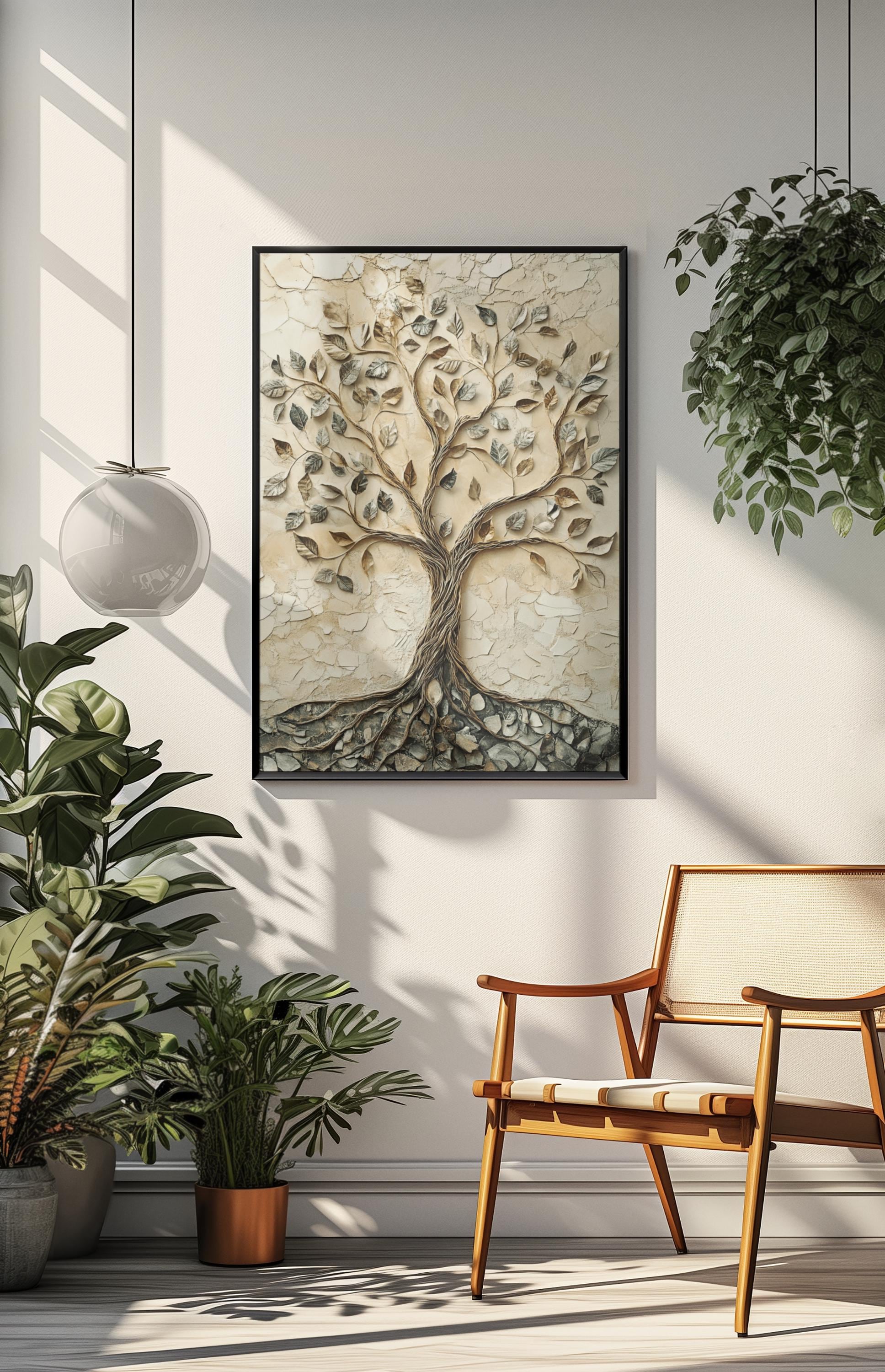 Family Tree Wall Art Earth Tone Genealogy Chart Heritage Decor Rustic ...