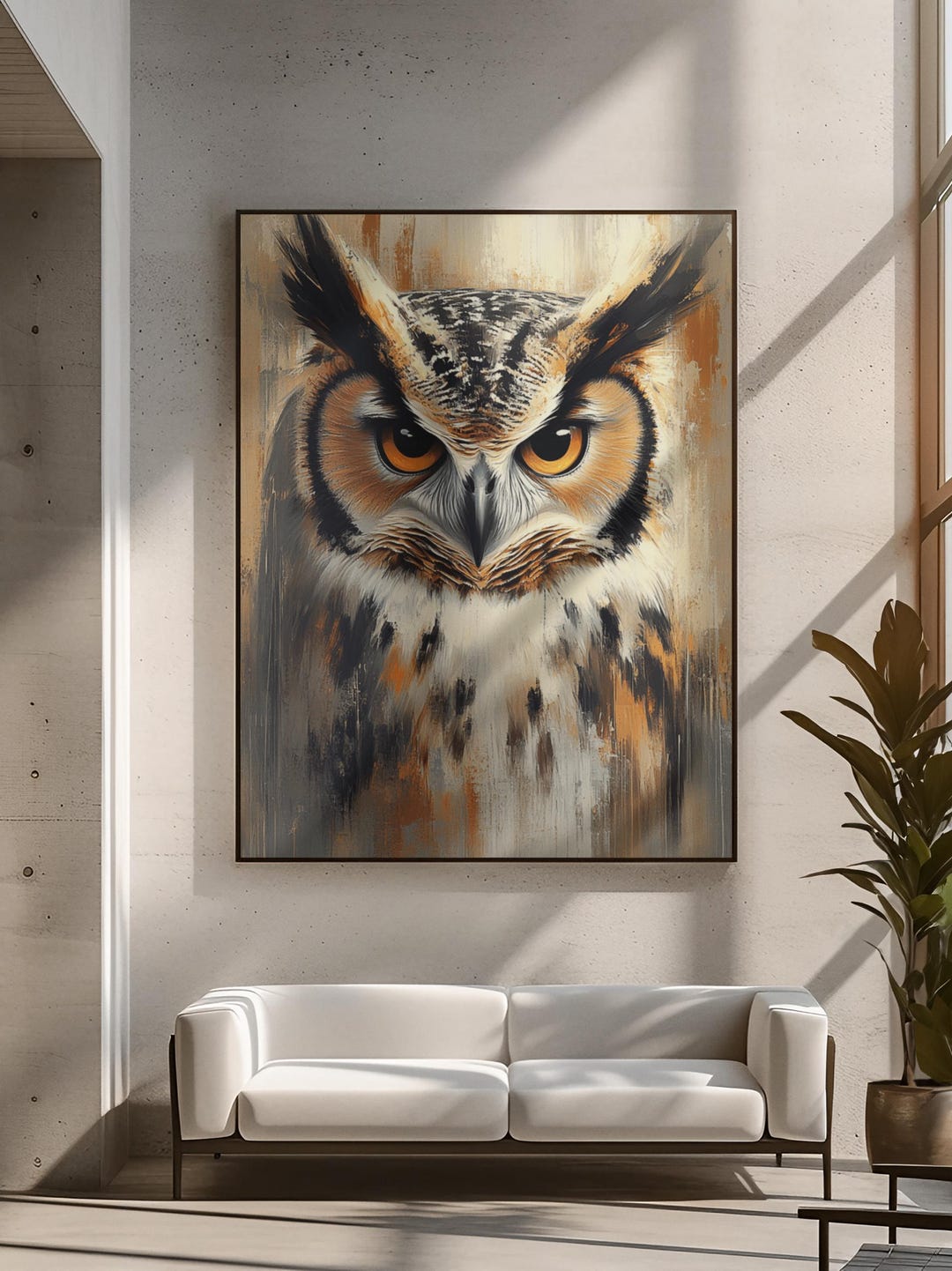 Owl Canvas Print Mystical Moon Forest Wall Art Woodland Spirit Animal ...