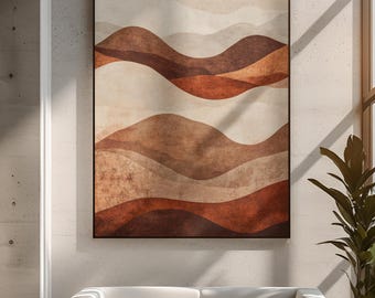 Abstract Mountain Canvas Print Earth Tone Landscape Wall Art Minimalist Mountain Painting Rustic Nature Decor Modern Home Lodge Cabin Canvas