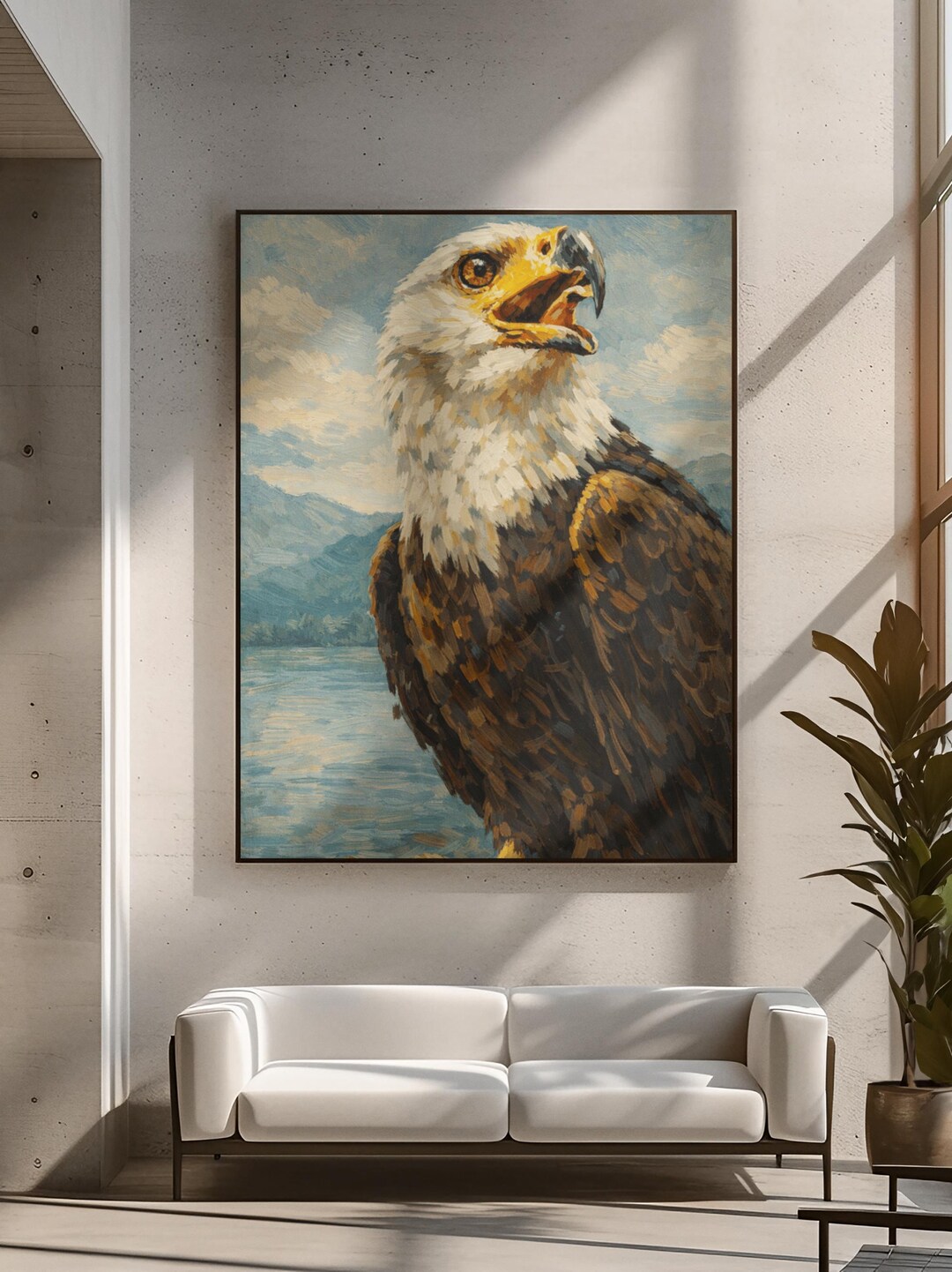 Bald Eagle Canvas Wall Art Wildlife Painting Freedom Symbol Rustic ...