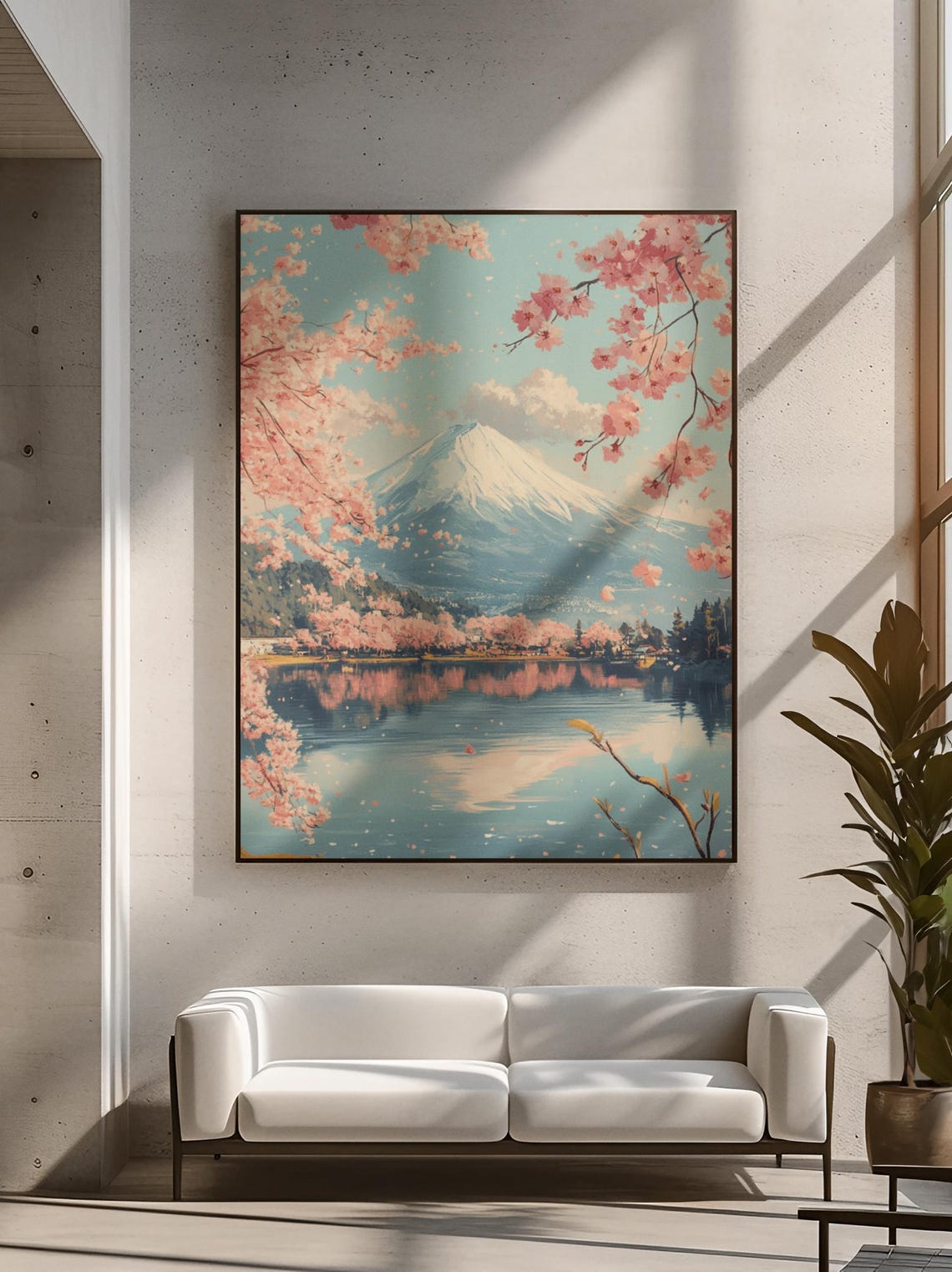 Mount Fuji Canvas Print Japanese Ukiyo-e Cherry Blossom Wall Art ...