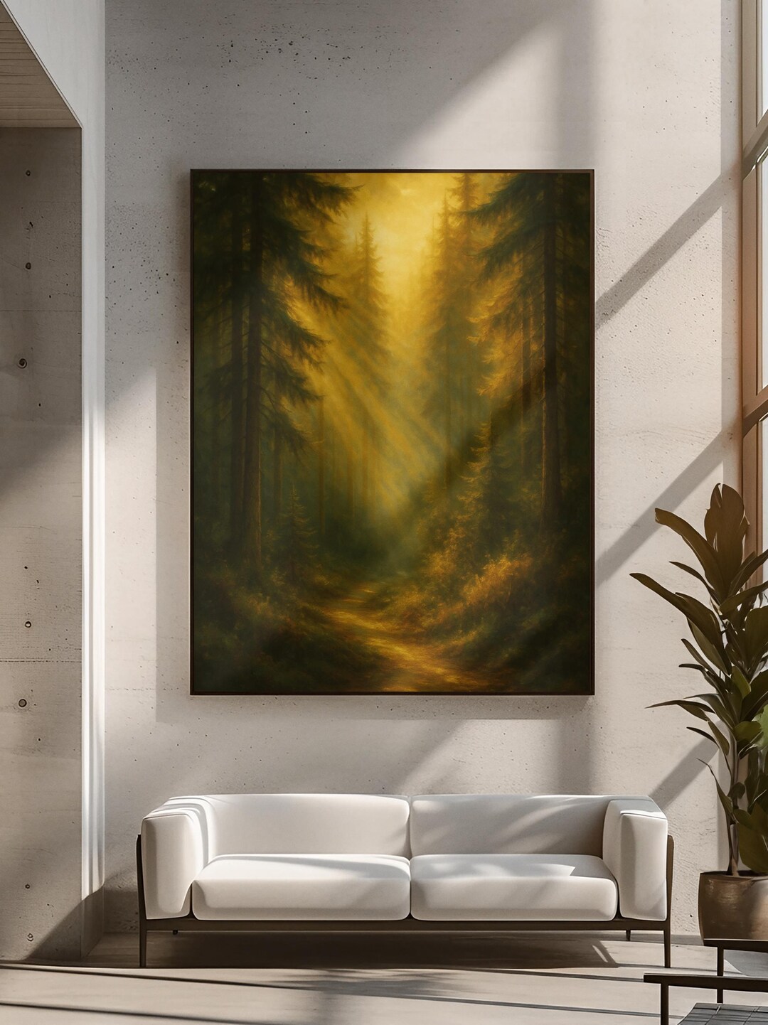 Golden Sunrise Forest Canvas Print Rustic Cabin Wall Art Woodland ...