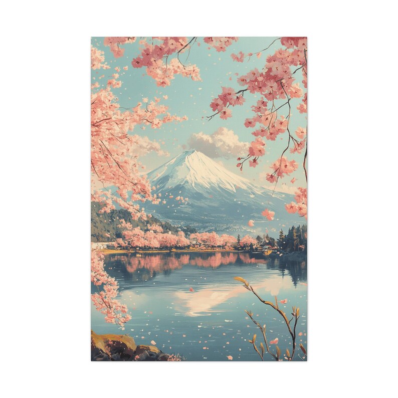 Mount Fuji Canvas Print Japanese Ukiyo-e Cherry Blossom Wall Art ...