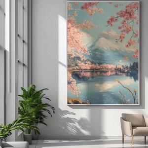 Mount Fuji Canvas Print Japanese Ukiyo-e Cherry Blossom Wall Art ...