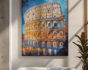 Kolosseum Rom Leinwand Druck Italienischer Renaissance Stil Wandkunst Historisches Wahrzeichen Architektur Dekor Reiselandschaft Römisches Stadtbild Leinwand