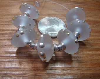 Rosiescreations Handmade Lampwork Beads  SRA   Silver Etched Lavender Disc