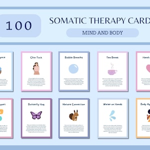 Kaarten somatische therapie, somatische oefeningen voor de regulatie van het zenuwstelsel, therapieflashcards, emotionele regulatie voor kinderen, kaarten vaguszenuw