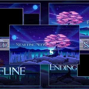 Animated Aurora Twitch Overlay: Fantasy Forest, Cherry Blossom (Animated)