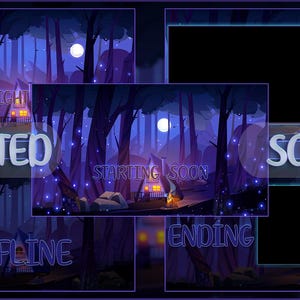 Blue Forest Cabin Twitch Overlay Package: Animated Stream Screens