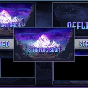 Bergnacht Animiertes Twitch Overlay Paket | Benutzerdefinierte Stream Overlays für Gamer | OBS & Streamlabs Bereit | Atemberaubendes Landschaftliches Design