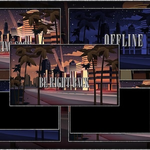 Retro Cityscape Animated Twitch Overlay: Neon Synthwave Stream Graphics